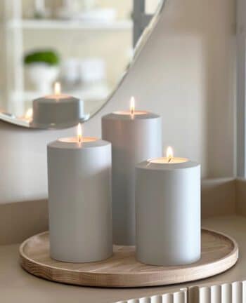 Set 1 Permanent candle Seidengrau, D10cm
