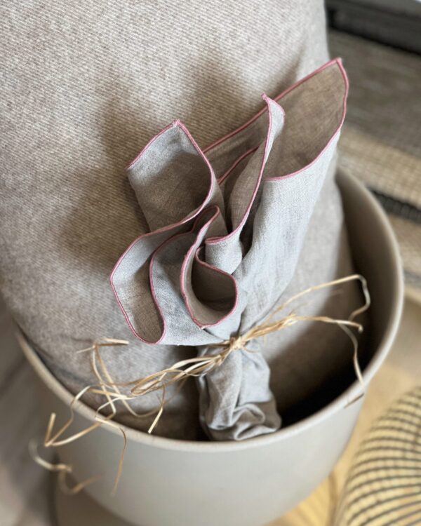 Vilnia Serviette Leinen 2er, Natur/Rose