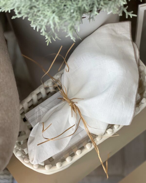 Vilnia Serviette Leinen 2er, Weiss/Natur