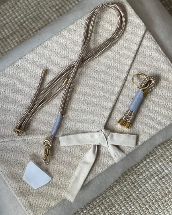 Handykette Sand-Grau, Gold