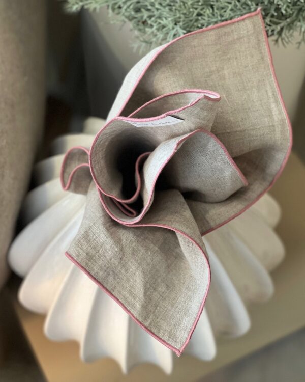 Vilnia Geschirrtuch Leinen, Natur/rose