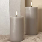 Stumpenkerze LED 8x15, oyster grey