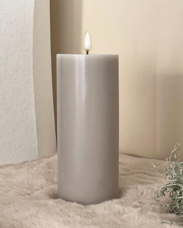 Stumpenkerze LED 8x20, oyster grey
