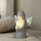 Schutzengel Kerze LED, Oyster grey