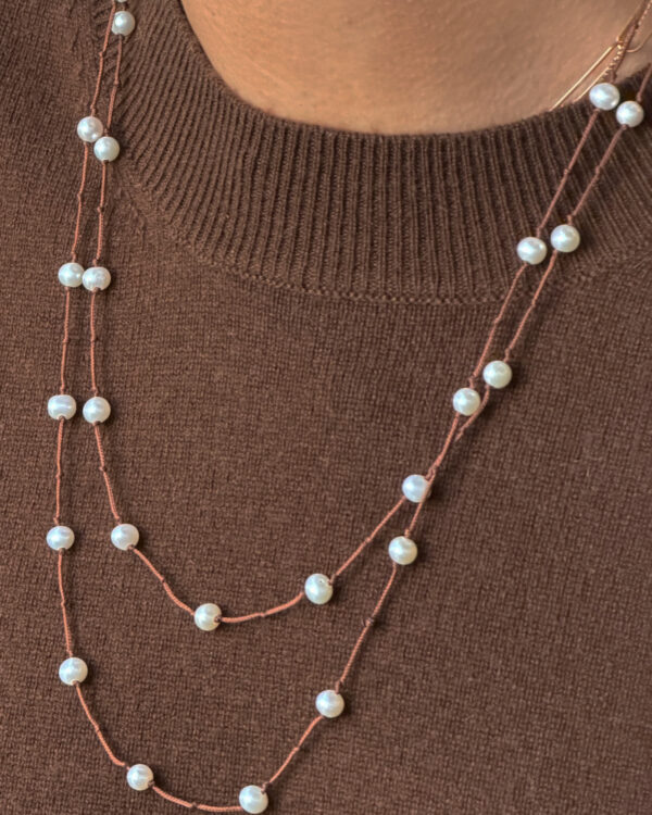 FLOAT Pearl Halskette, hazel